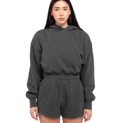Women's Garment-Dyed Crop Hooded Sweatshirt Thumbnail